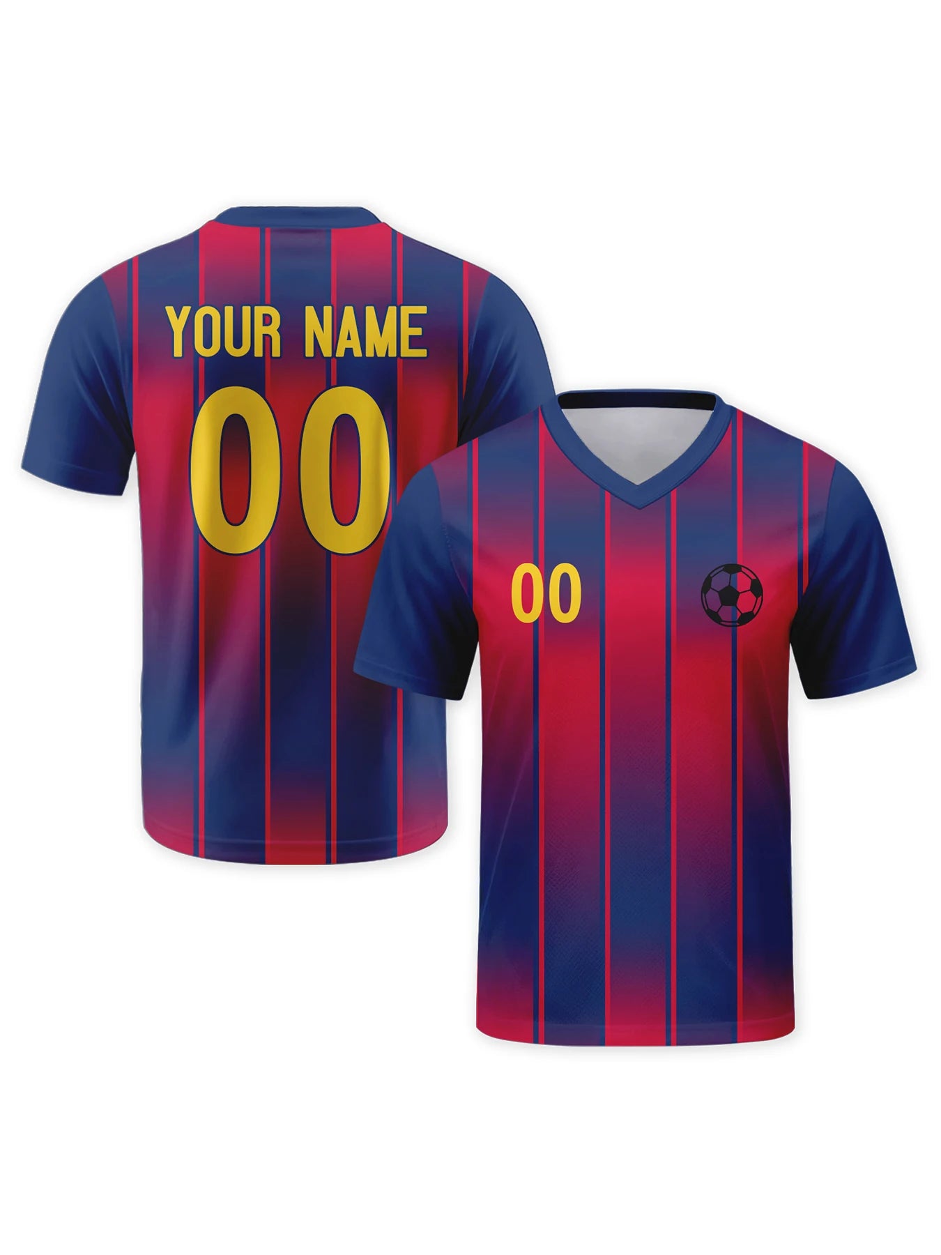 Personalized Football Shirt with Logo, Name and Number, Red and Blue Football Jersey for Men, Youth, Women and Fans