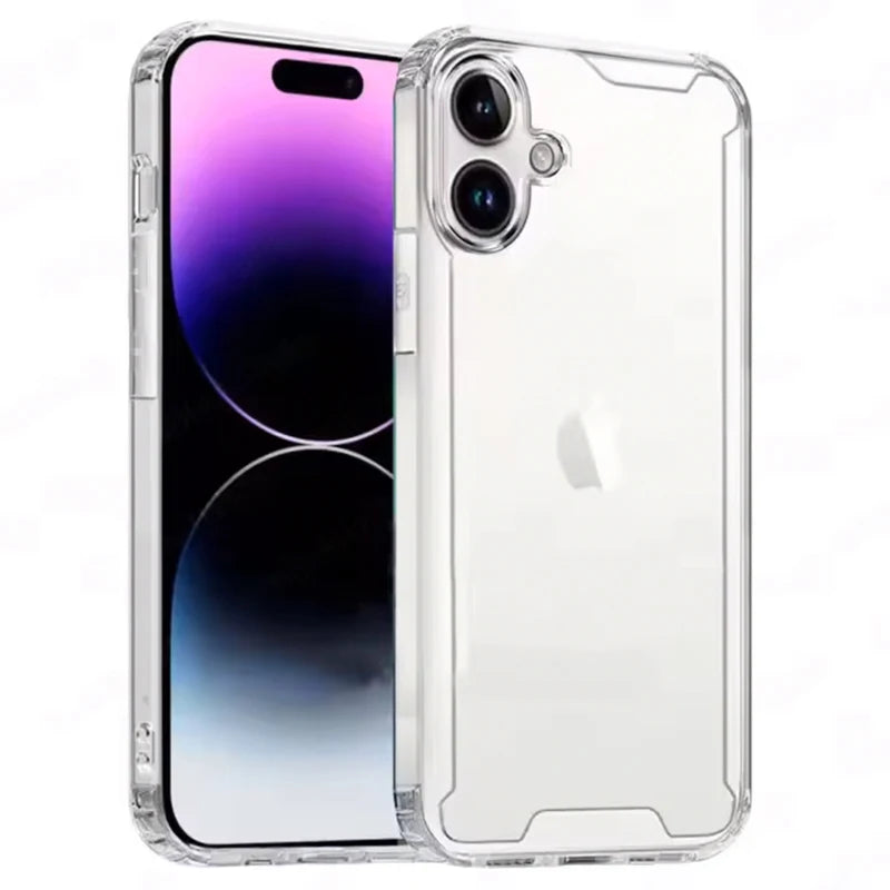 Transparent Shockproof Case Compatible with iPhone 16 16 Pro 15 15 Pro 14 14 Pro 13 12 11 Pro Max - Reinforced Protection with Shockproof Edges PC + TPU