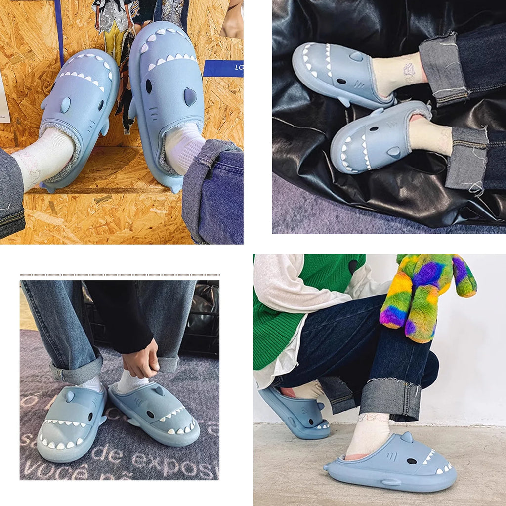 S7 STAR Women's House Slippers Size 36-41, Winter Warm Non-Slip Slippers, Cotton House Slippers, Comfortable Indoor Slippers, Fashionable Animal Shark Design