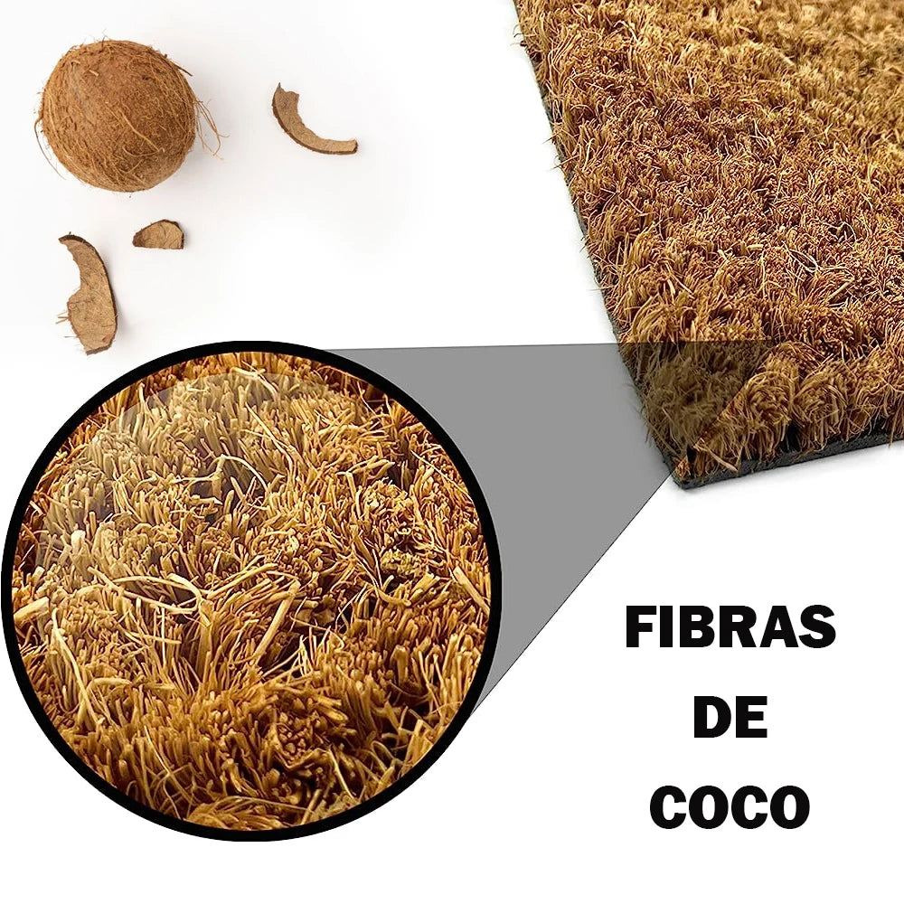 Felpudo de Coco Natural con Base Antideslizante, Absorbente para la entrada de casa, Ideal para Puerta Exterior o Pasillo. Bienvenido cartel autopista. 3 tamaños disponibles