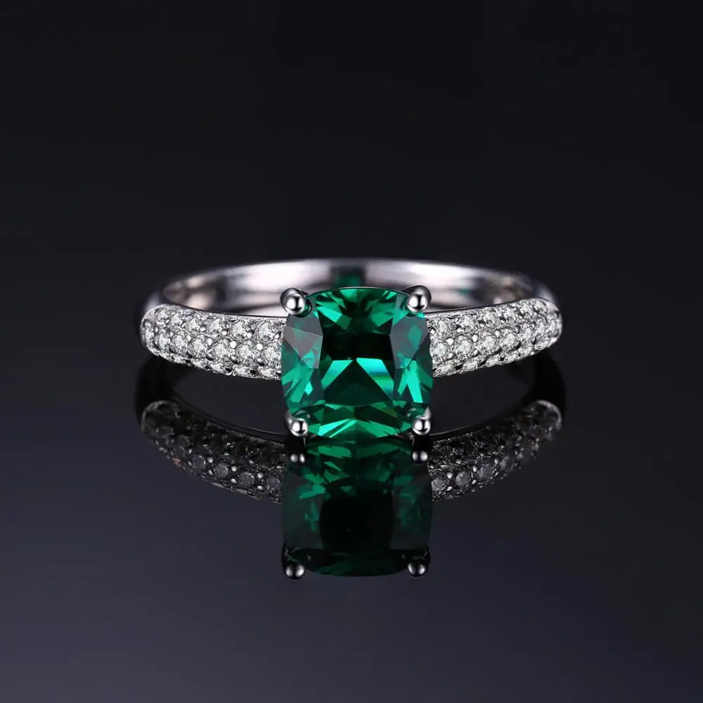 JewelryPalace, anillo de rubí creado con Nano Esmeralda simulada verde, anillos de compromiso solitarios de piedras preciosas de Plata de Ley 925 para mujer - CR mark