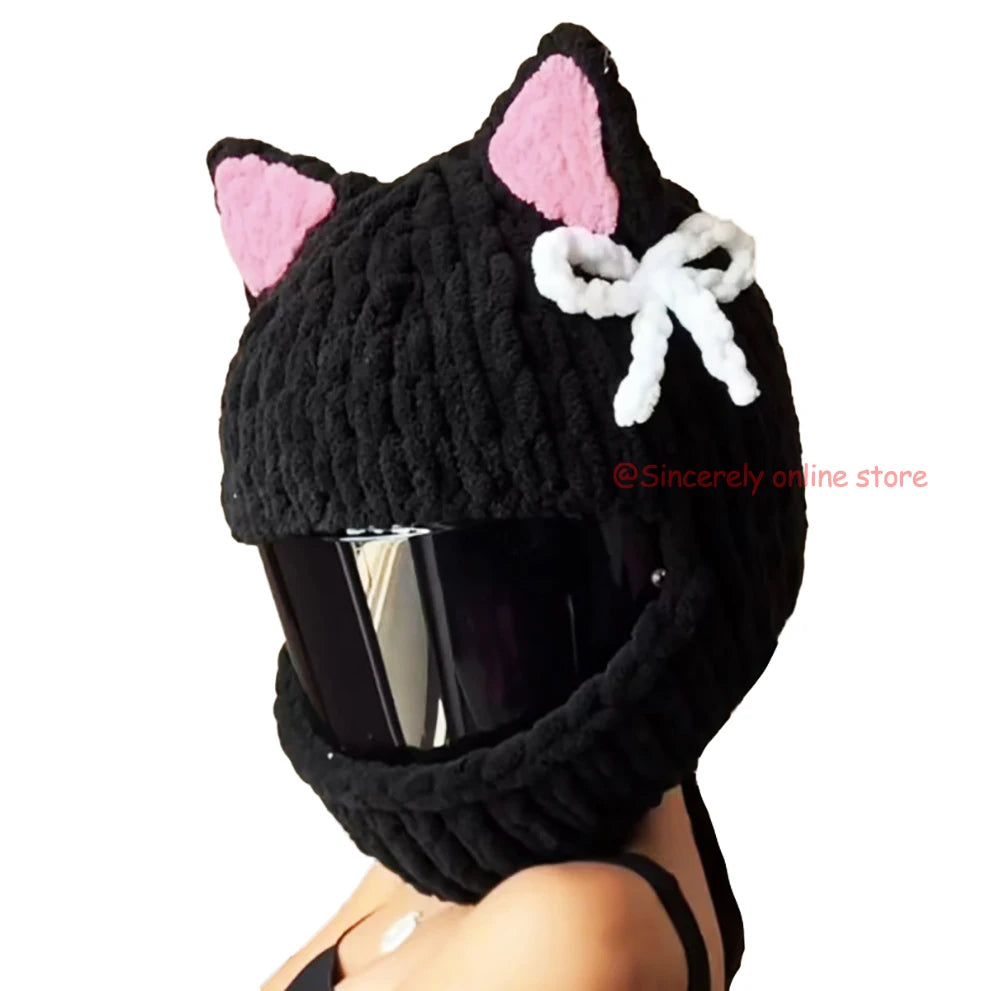 Nueva funda Universal para casco de motocicleta con animales de peluche, fundas para casco de felpa de conejo completo para regalos de Navidad, estilo de motocicleta - CR mark