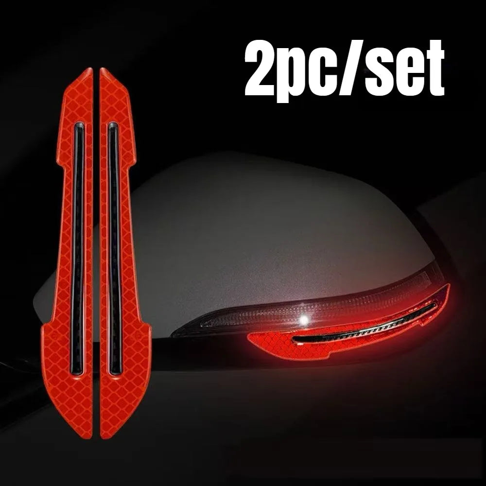 2pcs/set Car Rearview Mirror Reflective Sticker Safety Warning Reflective Sticker Car Rearview Mirror Decorative Strip