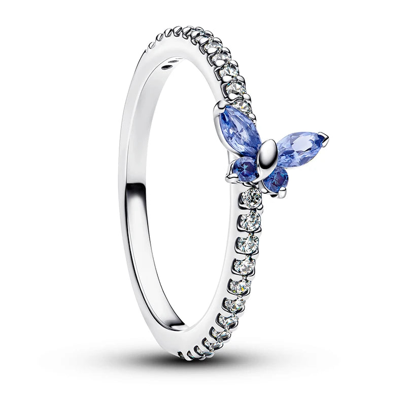 Nuevo Anillo de Plata de Ley 925, anillo atrevido de mariposa brillante para mujer, joyería - CR mark