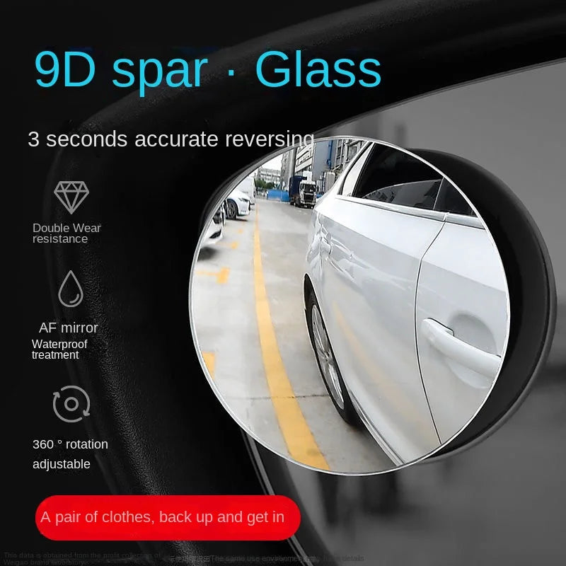 Car Blind Spot Rearview Mirror, Small Round 360 Degree Adjustable Mirror, Convex Reversing Aid