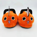 Pochita Plush Slippers for Men and Women, Anime Chainsaw Shoes, Pochita Soft Orange Dog Stuffed Animal for Adults, Christmas Gift