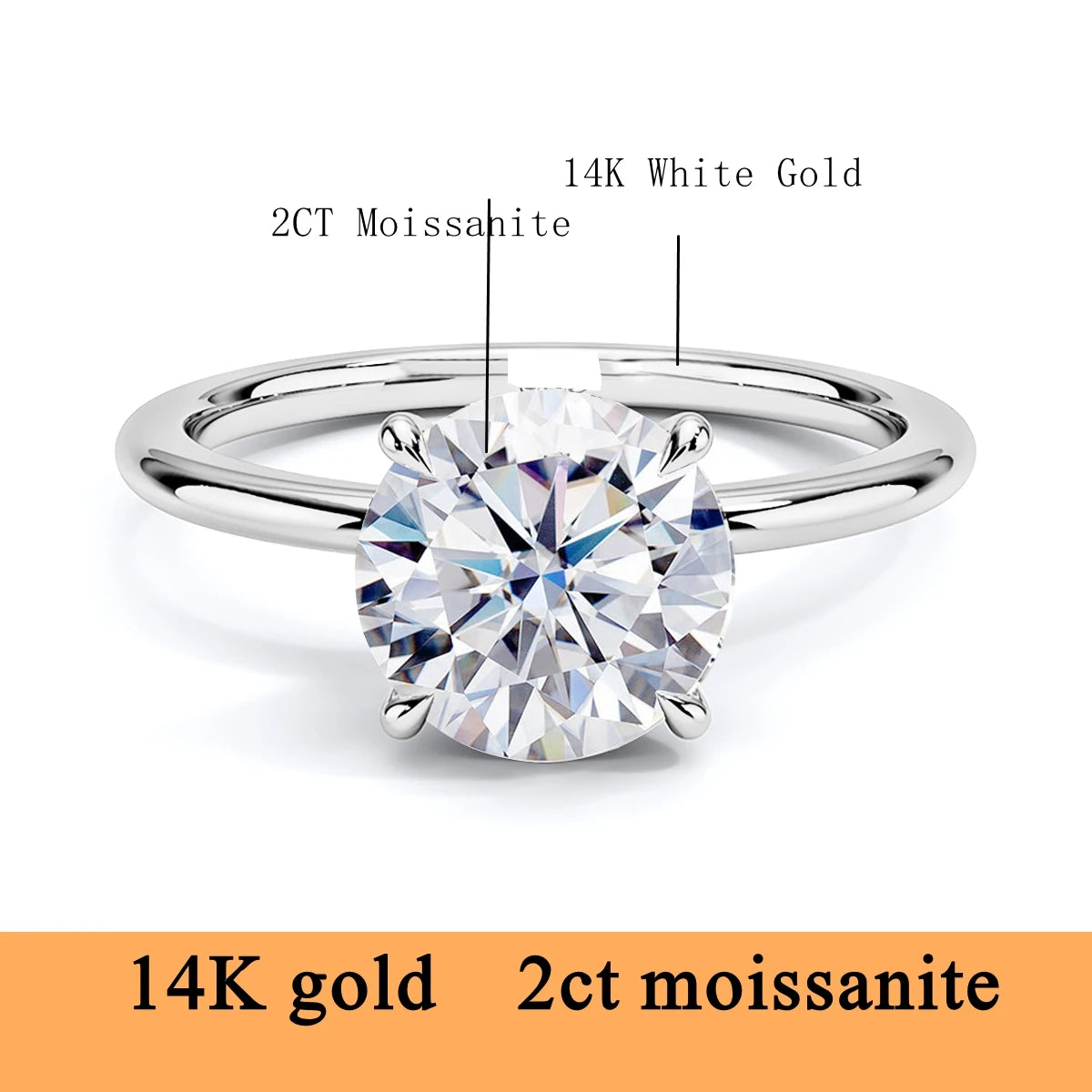 Anillo de moissanita de oro auténtico de 14K para mujer, sortija sencilla de oro de AU585 K con diamantes, joyería de compromiso para novia, regalo para amantes de la madre