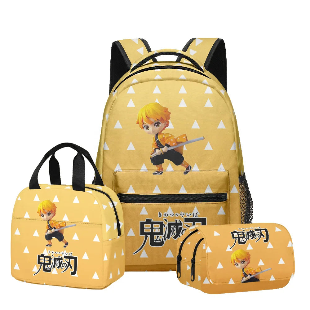 Conjunto de mochila Demon Slayer de Anime, bolsa de almuerzo, estuche para lápices, suministros escolares de gran capacidad, estudiantes de primaria, Tanjirou Nezuko - CR mark