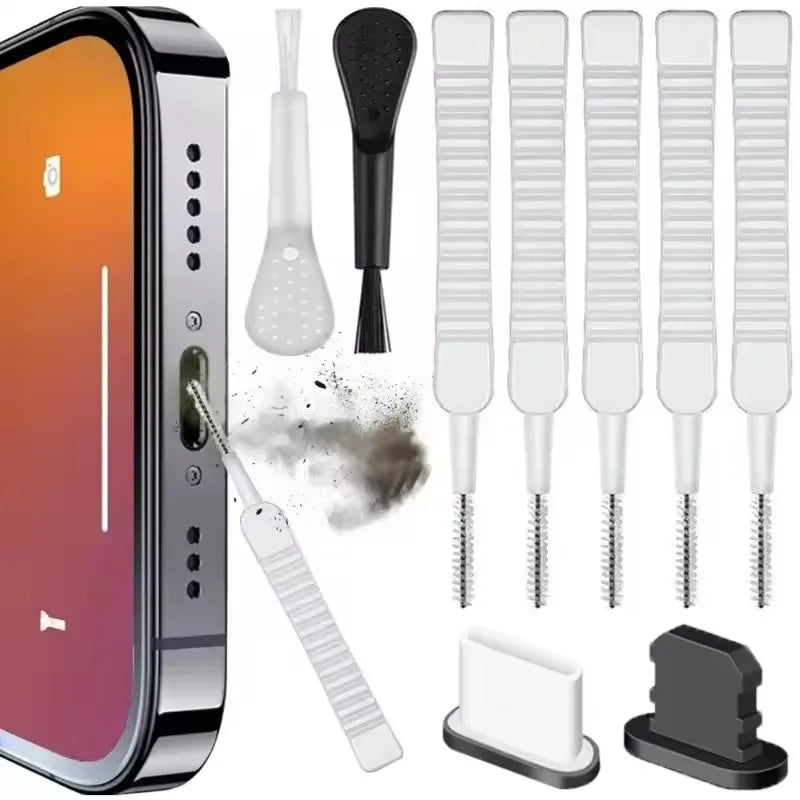 Mobile Phone Speaker Charging Port Cleaning Kit, Dust Plug for iPhone 16 15 14, Earphone Cleaning Kit, Brush for Samsung Xiaomi
