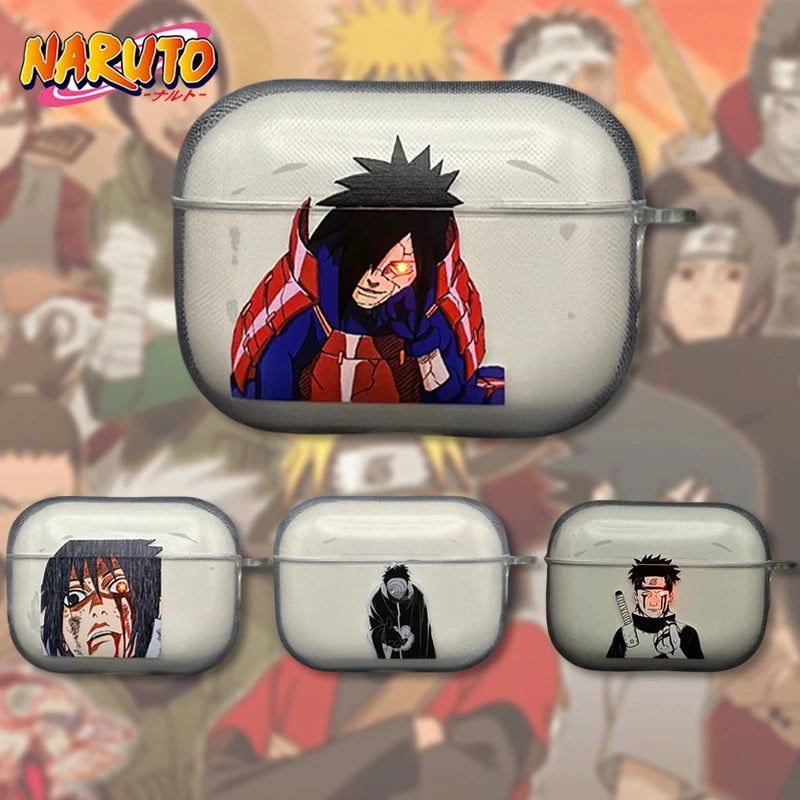 Anime Naruto Uchiha Sasuke Earphone Case for AirPods 4 3 2 1 Pro Pro2 Wireless Bluetooth Headphones Transparent Decorative Covers