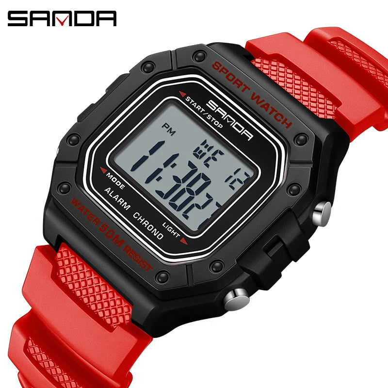 SANDA 2156 Men's Fashion Watch, Waterproof Military Sports Watches, Large Dial Army LED Digital Wristwatches, Men's Chronometers