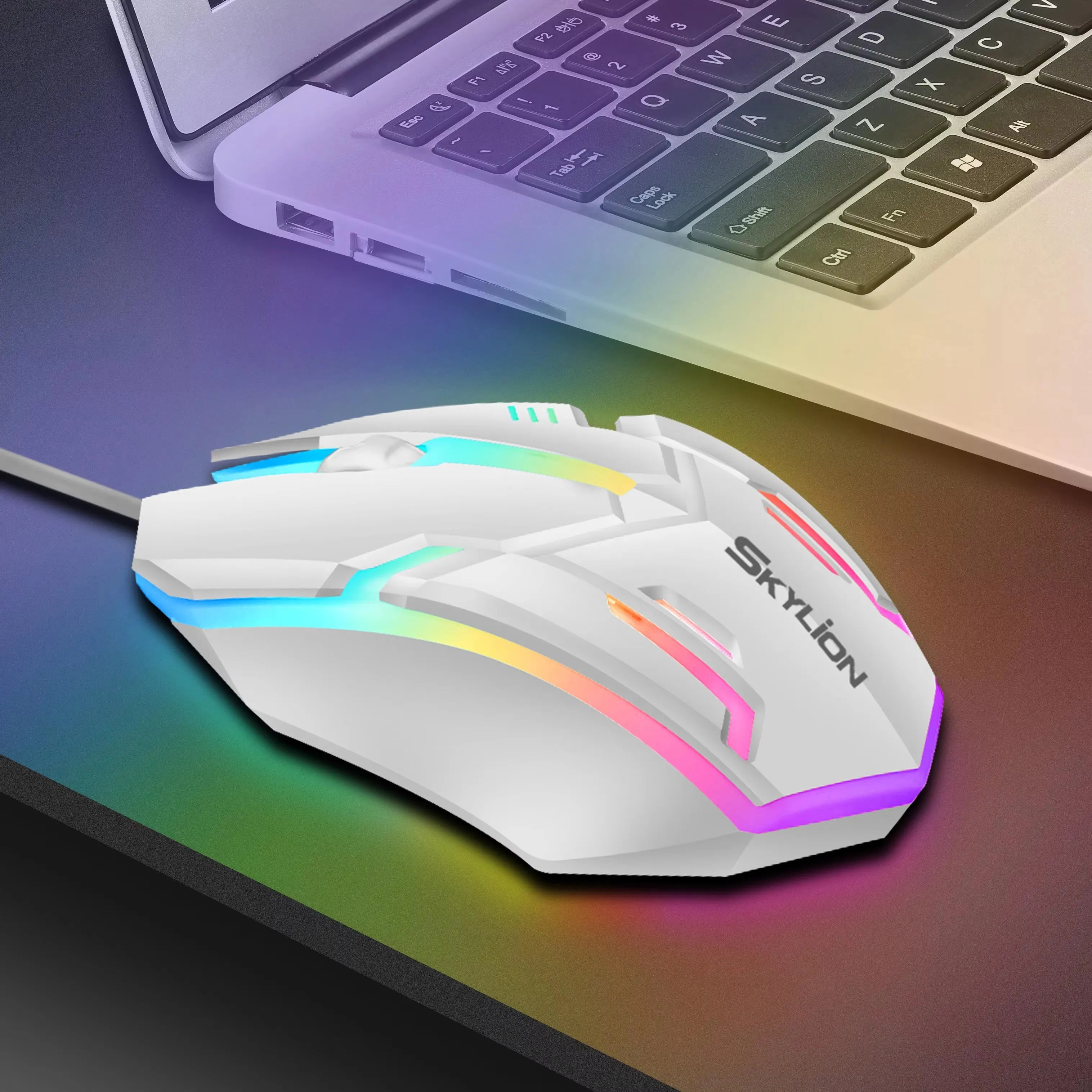 F1 Wired Gaming and Office Mouse, 3-Key Peripheral with Colorful Lighting for Microsoft Windows and Apple iOS