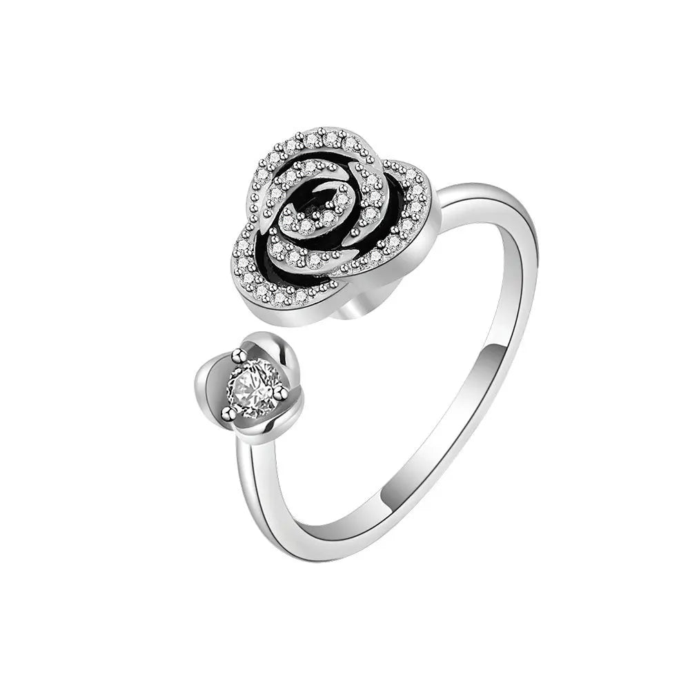 SMJEL Fidget Spinner anillo ansiedad para mujeres múltiples flores de cristal ojo mariposa Animal anillo giratorio Anti estrés joyería de boda - CR mark