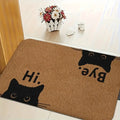 Felpudo VIKAMA con texto 'Hui' y 'Bye' Adorable alfombrilla para puerta con cara de gato negro, lavable a máquina y fácil de limpiar, decoración del hogar