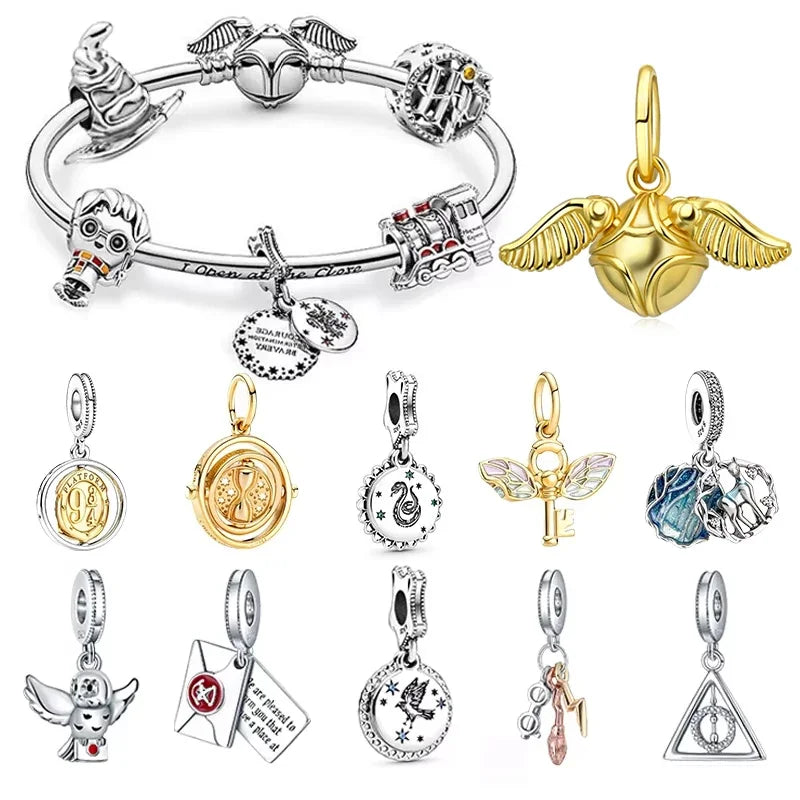 Cuentas MINISO de Plata de Ley 925 para pulseras de Potter de Harry 3mm originales 925, colgante para mujer, joyería DIY, regalos - CR mark