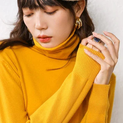 Women's Autumn Winter Warm Turtleneck Sweater Bottoming Shirts Korean Fashion Long Sleeve Slim Fit Casual Knitwear