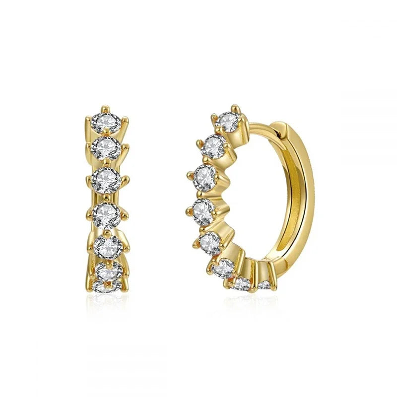 KYOUNUO-Conjunto de pendientes colgantes rellenos de oro y plata para mujer, puños para las orejas, pendientes de aro con forma de flor y mariposa de circón, joyería al por mayor - CR mark