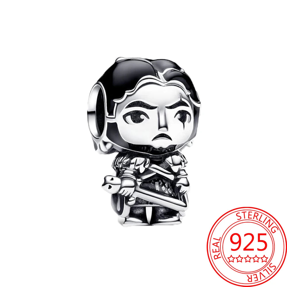 Tema del juego Plata de Ley 925 dragón volador, huevo, trono, luz nocturna, corazón, hielo, fuego, cabeza de lobo y flor mágica, dije de monstruo - CR mark