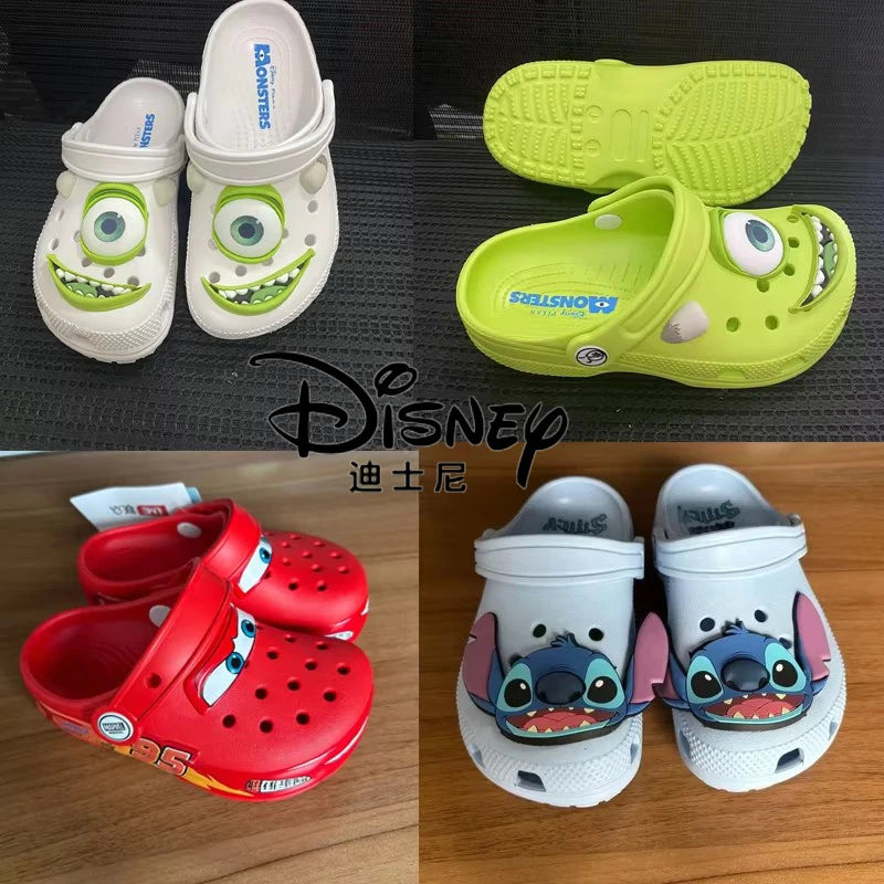 Disney McQueens Pixar Cartoon Solid Waterproof Slippers Sandals with Holes Outdoor Casual Breathable EVA Shoes for Adults Gift