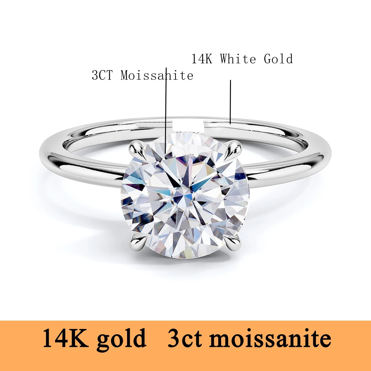 Anillo de moissanita de oro auténtico de 14K para mujer, sortija sencilla de oro de AU585 K con diamantes, joyería de compromiso para novia, regalo para amantes de la madre