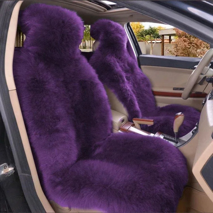 Warm Plush Car Seat Covers, Universal Long Wool and Leather Protective Mat for Front Car Seat, Car Accessories, Car Seat Protector