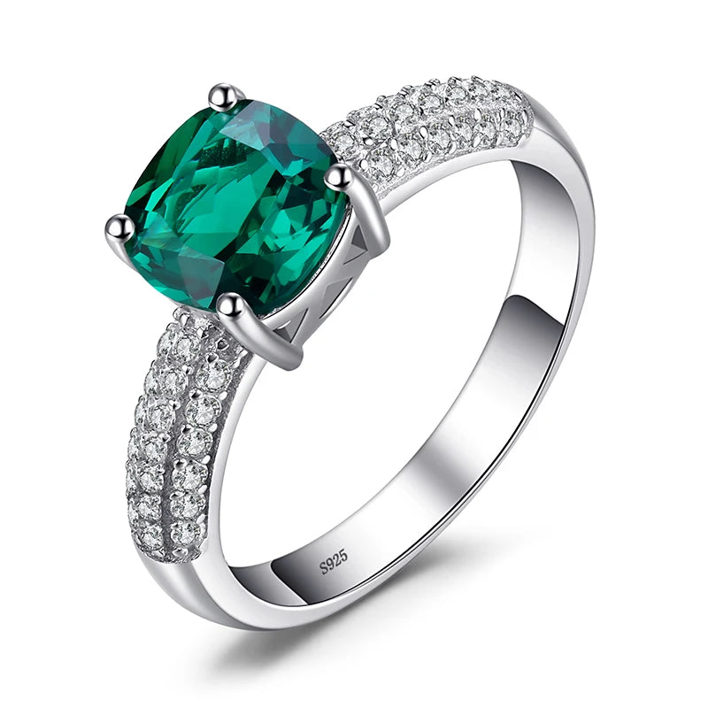 JewelryPalace, anillo de rubí creado con Nano Esmeralda simulada verde, anillos de compromiso solitarios de piedras preciosas de Plata de Ley 925 para mujer - CR mark