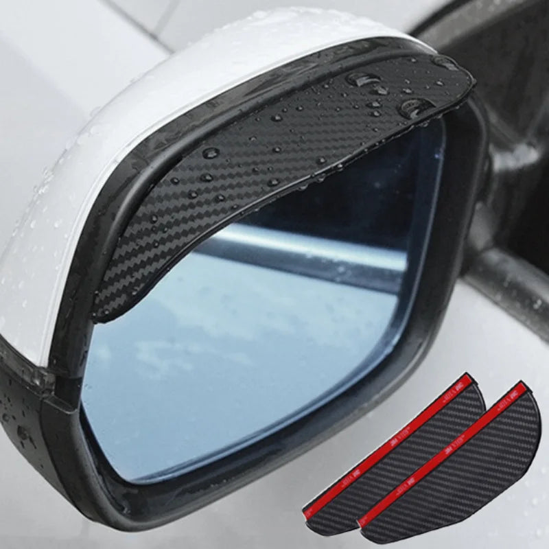 Visera de fibra de carbono para espejo retrovisor de coche, protector Universal para lluvia, 2/4 piezas