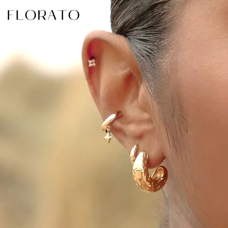 Chapado en oro de 24 quilates/925 plata cristal circón sin oreja Piercing Clips para las orejas minimalista CZ Clips para las orejas joyería de moda Popular para mujeres - CR mark