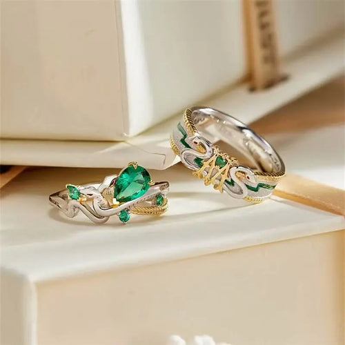 Anillo para amantes de Draco Malfoy, anillo de casa de serpiente Slytherin, regalo para fanáticos de la película - CR mark