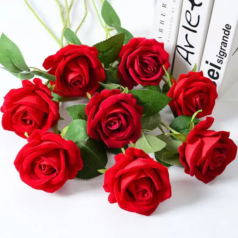 1/5/10/20 pieces artificial roses, flower branch, artificial red roses, realistic fake roses for wedding home decoration