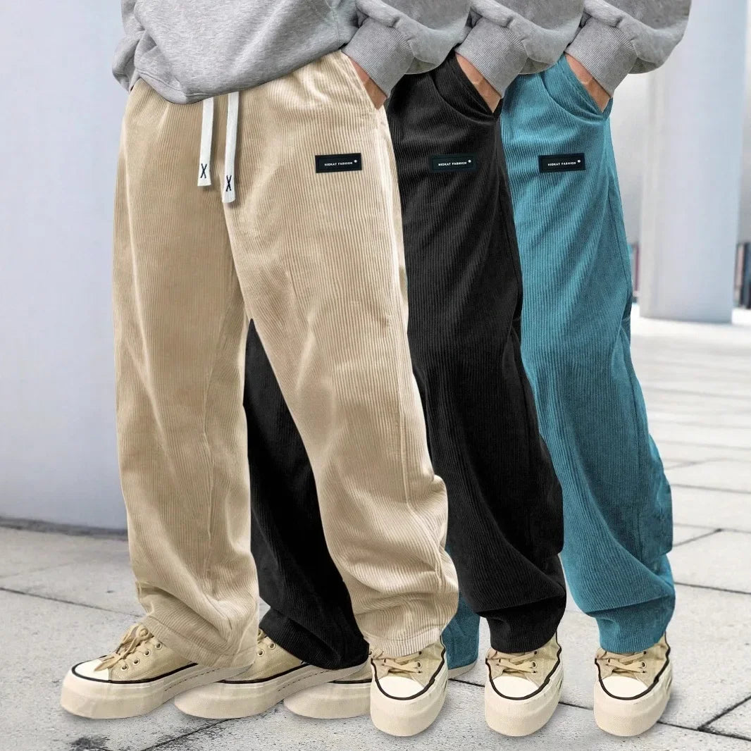 Men's Corduroy Straight Leg Trousers, Casual Loose and Versatile Draped Sport Pants, European Cross-Border Fashionable OZON