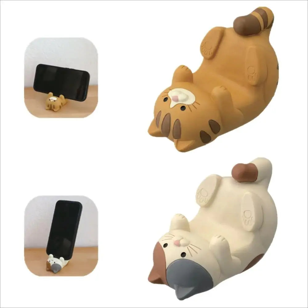 Soporte para teléfono con forma de gato, soporte para teléfono móvil con animales de resina de dibujos animados, Compatible con todos los teléfonos inteligentes, regalos para el hogar y la oficina para amantes de los gato