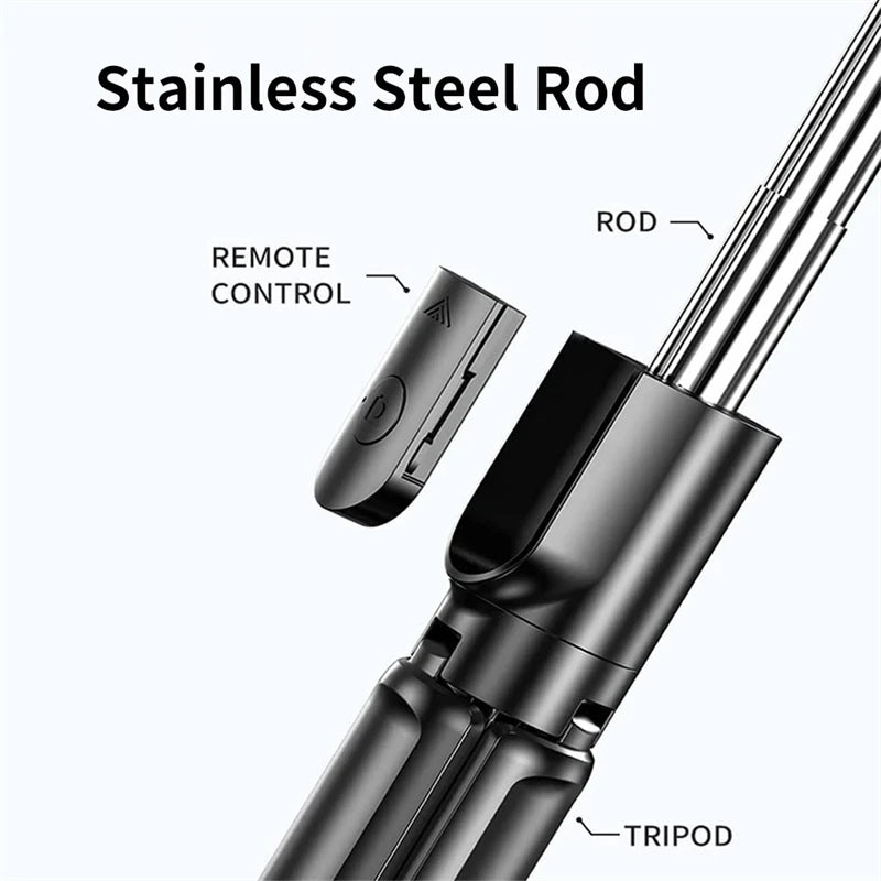Wireless Tripod with Selfie Stick, Extendable Tripod with Lightweight Bluetooth Remote Control for iPhone, Mobile Phone, TikTok Live Streaming