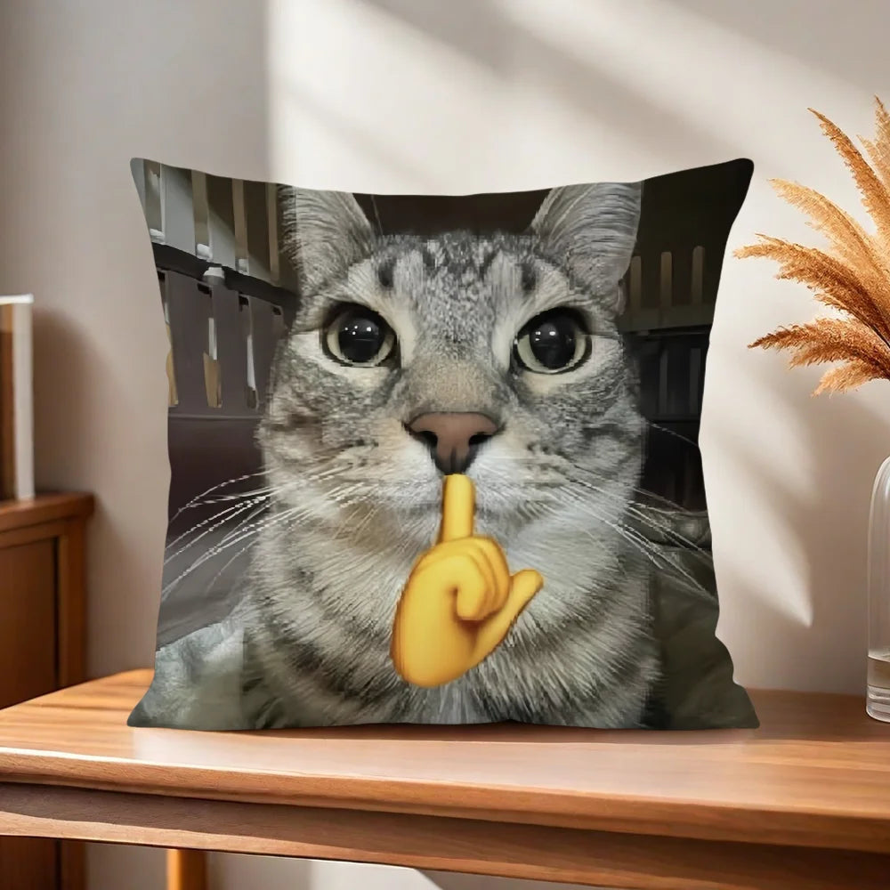 Comfortable and soft cushion cover, funny cat pillowcase for sofa, meme living room, home office decoration and protective covers