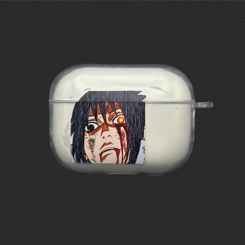 Anime Naruto Uchiha Sasuke Earphone Case for AirPods 4 3 2 1 Pro Pro2 Wireless Bluetooth Headphones Transparent Decorative Covers
