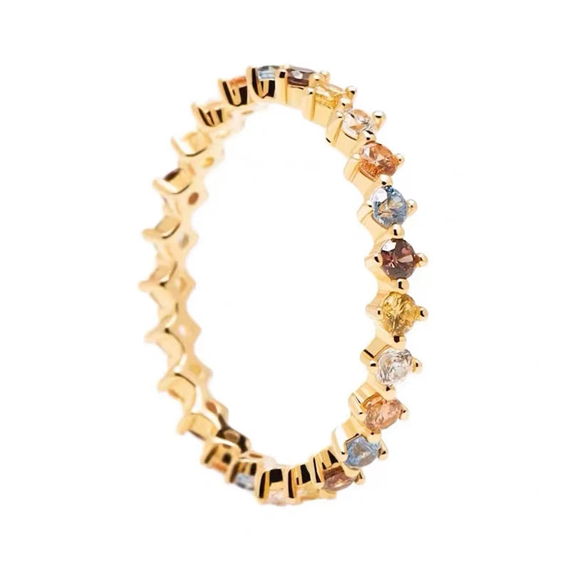 Nuevo Anillo de circón de Color Plata de Ley 925, anillo con personalidad Simple para mujer, regalo de fiesta de cumpleaños para amigos, joyería exquisita - CR mark