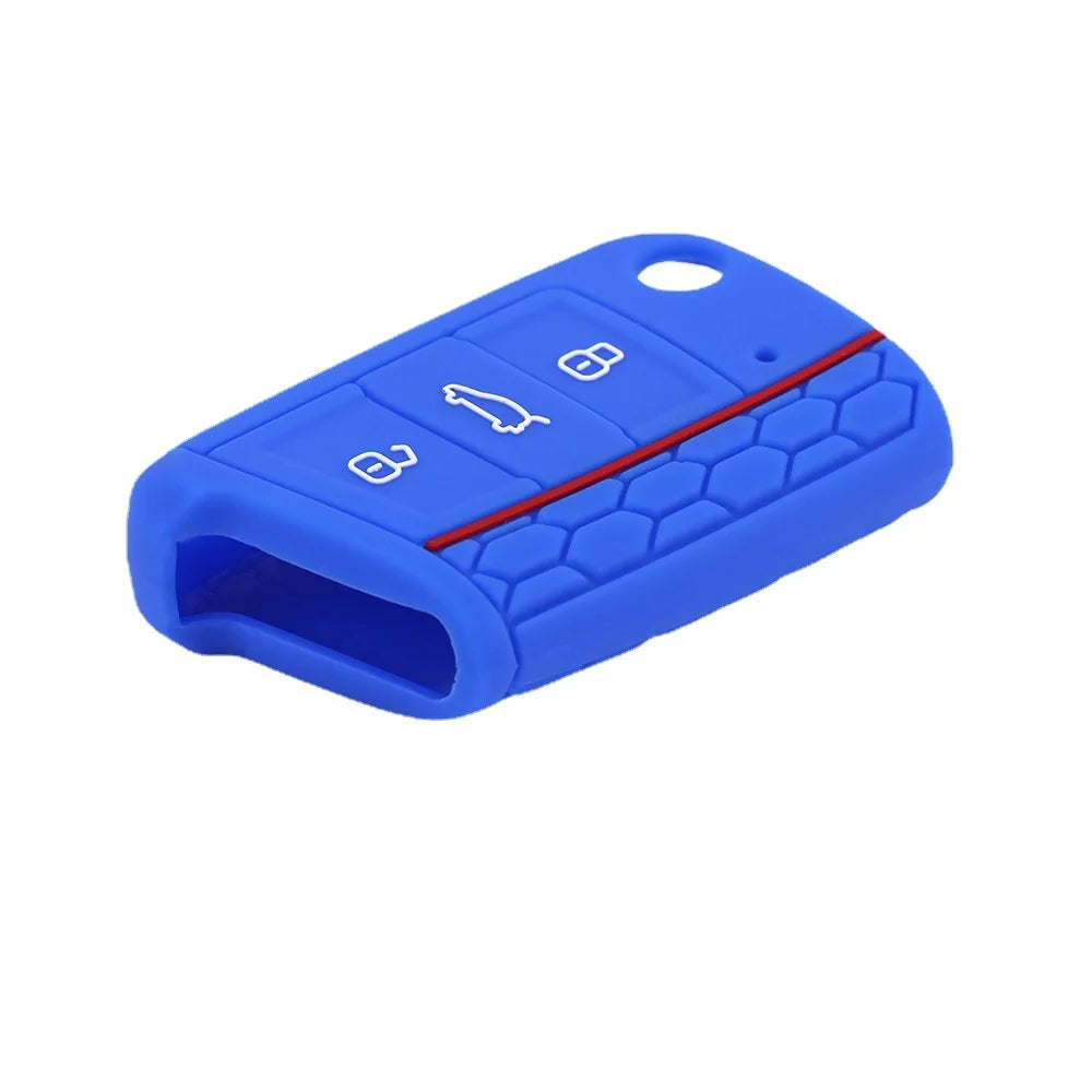 Funda para llave de coche, carcasa de silicona para VW Golf 7 MK7 VII Tiguan Polo Skoda Octavia A7 Kodiaq Seat Ateca Leon - CR mark