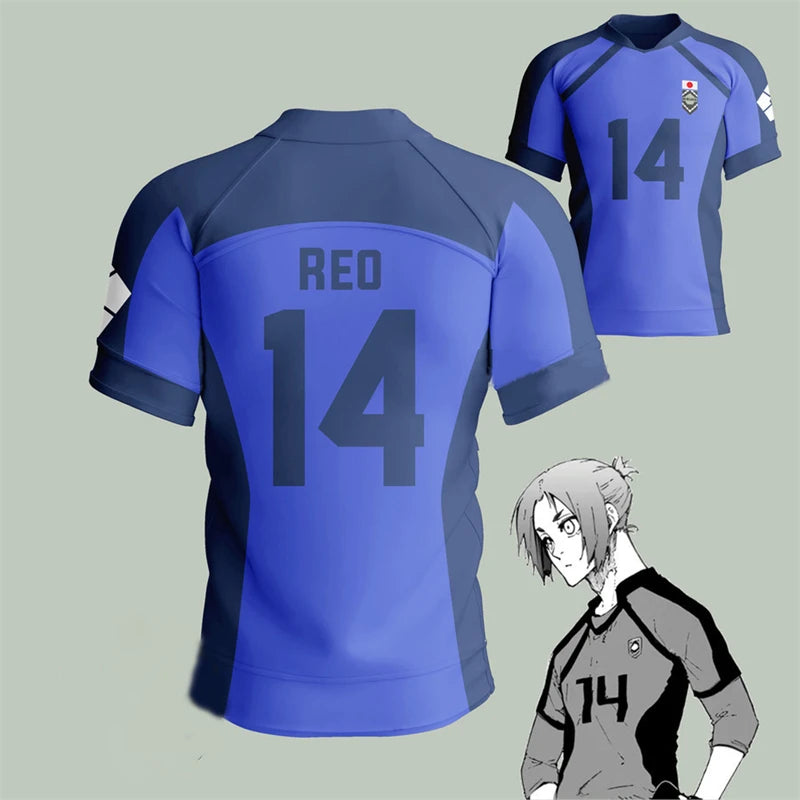 Blue Lock Isagi Yoichi Japanese Anime Soccer Jersey, Hyoma Chigiri Meguru Bachira Cosplay Jersey, Custom Name and Number Clothing