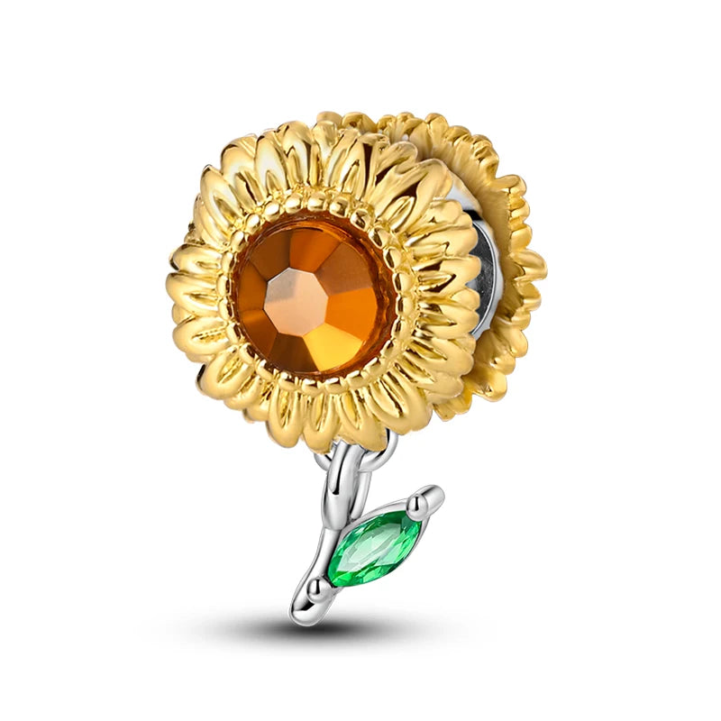 Cuentas de dijes originales de Plata de Ley 925, leopardo dorado, luciérnaga, mariposa, globo aerostático, cuentas aptas para pulsera DIY, joyería fina - CR mark