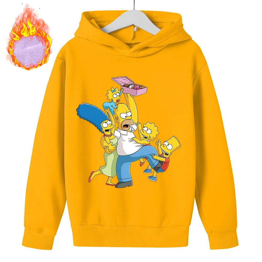 Sudaderas con capucha de Los Simpson para niños, sudadera de lana Y2k, Sudadera con capucha de felpa a la moda, ropa con patrón de Anime, regalo para niños