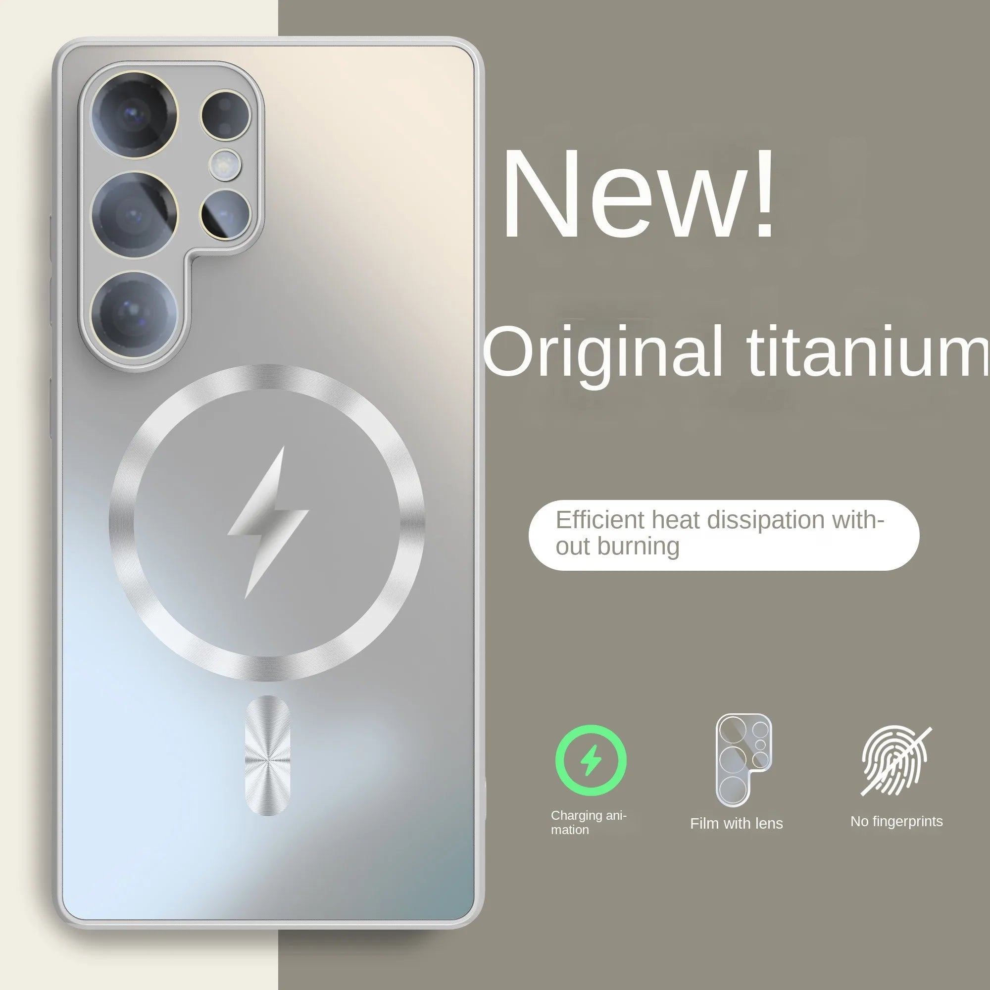 AG Ultra-Thin Matte Magnetic Case for MagSafe, Shockproof Glass Lens Protector for Samsung Galaxy S25 S24 S23 Ultra Plus