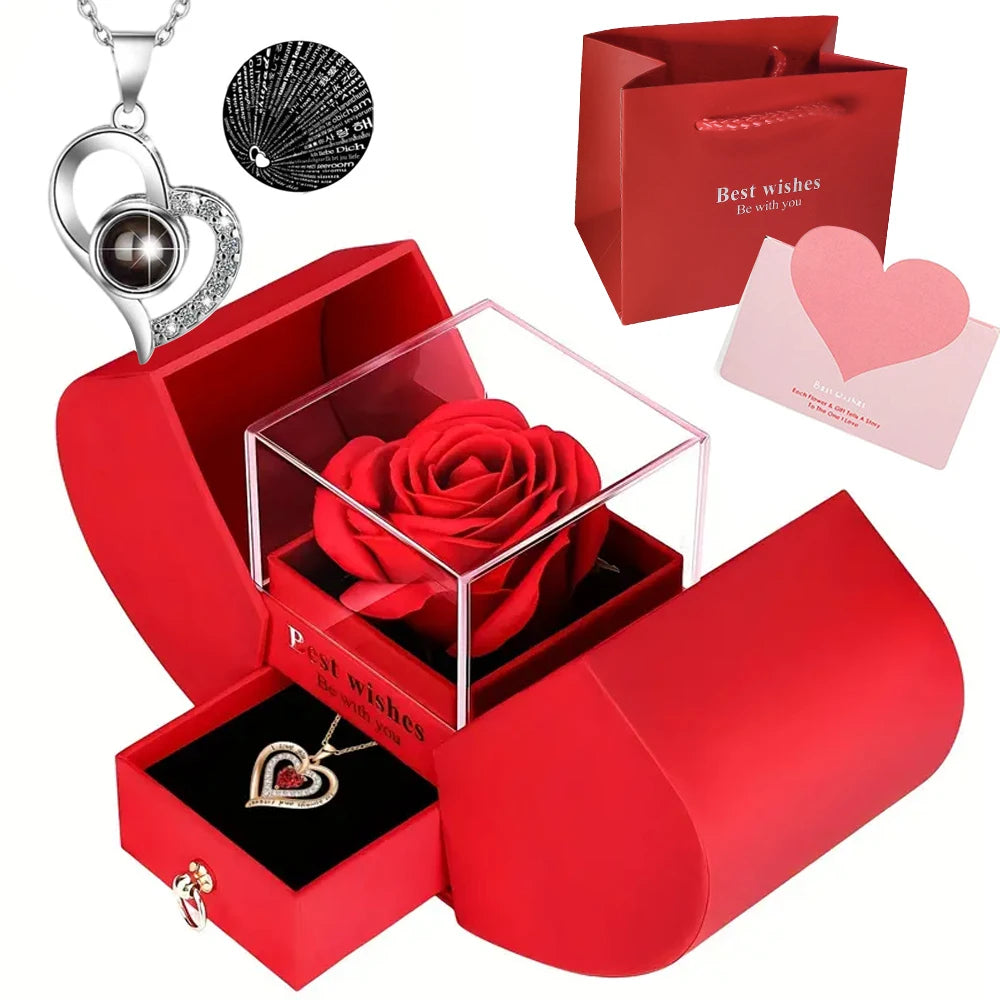 Luxury Rose Jewelry Box, Bestseller, Valentine's Day, Mother's Day, Eternal Flower, Artificial Flower Gift Box, 1 pc.