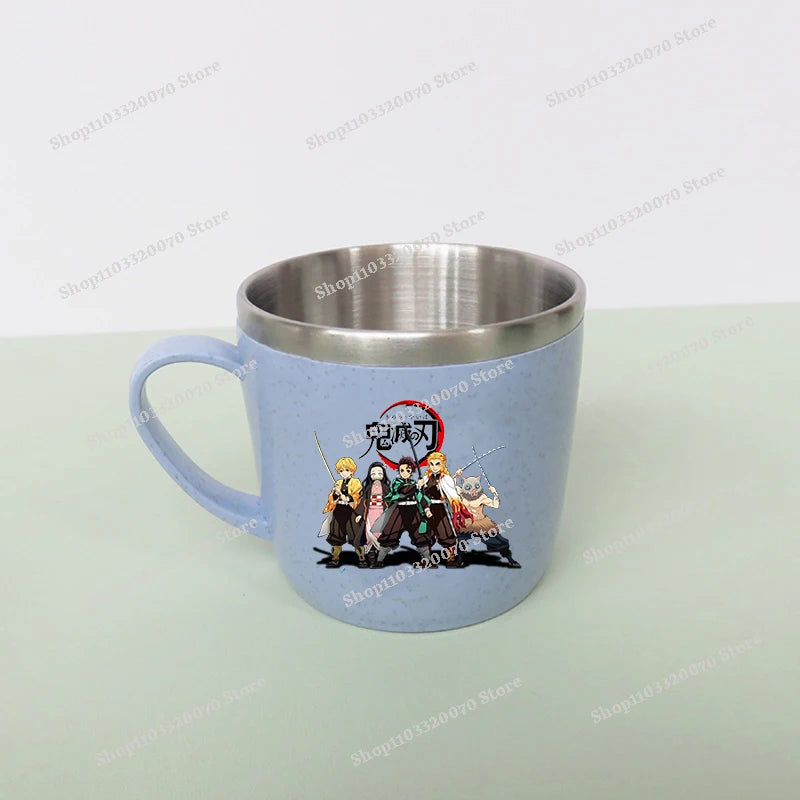 Taza de agua antiescaldado de doble capa Demon Slayer Kimetsu No Yaiba, taza de leche de acero inoxidable 304 de Anime, regalo de cristal de agua anticaída - CR mark