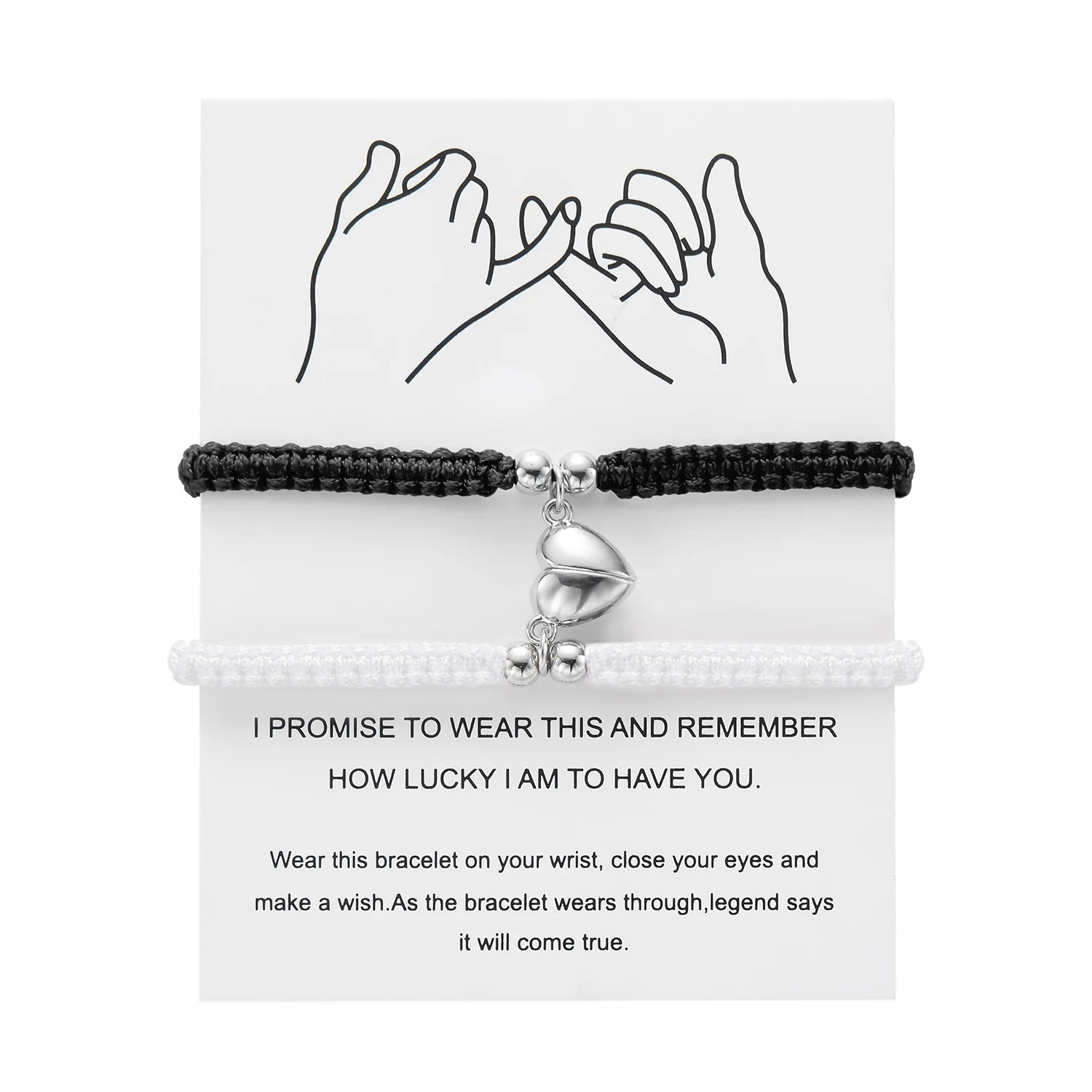 Handmade heart magnet bracelet for women and men, fashionable adjustable braided bracelet for couples, bestie friendship jewelry sets for lovers