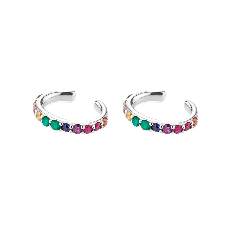 KYOUNUO-Conjunto de pendientes colgantes rellenos de oro y plata para mujer, puños para las orejas, pendientes de aro con forma de flor y mariposa de circón, joyería al por mayor - CR mark