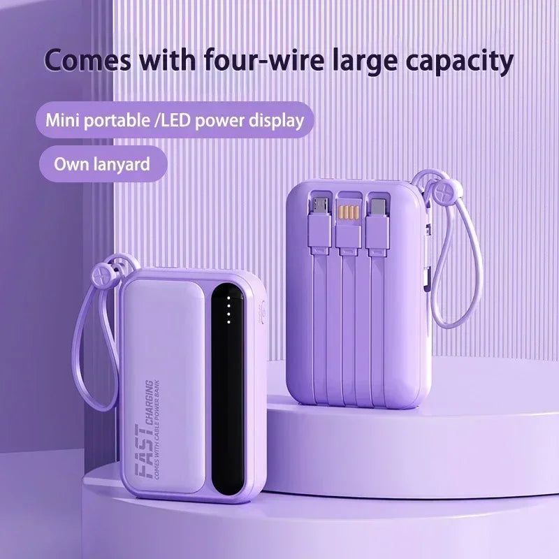 VIVO 500000mAh High Capacity Portable External Battery with Super Fast Charging and 4 Built-in Cables for All Phones