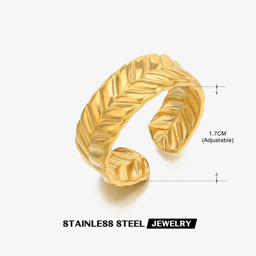 Anillos de concha de acero inoxidable 316L para mujer, anillos abiertos ajustables de Color dorado, joyería femenina, regalos de bodas, nueva moda