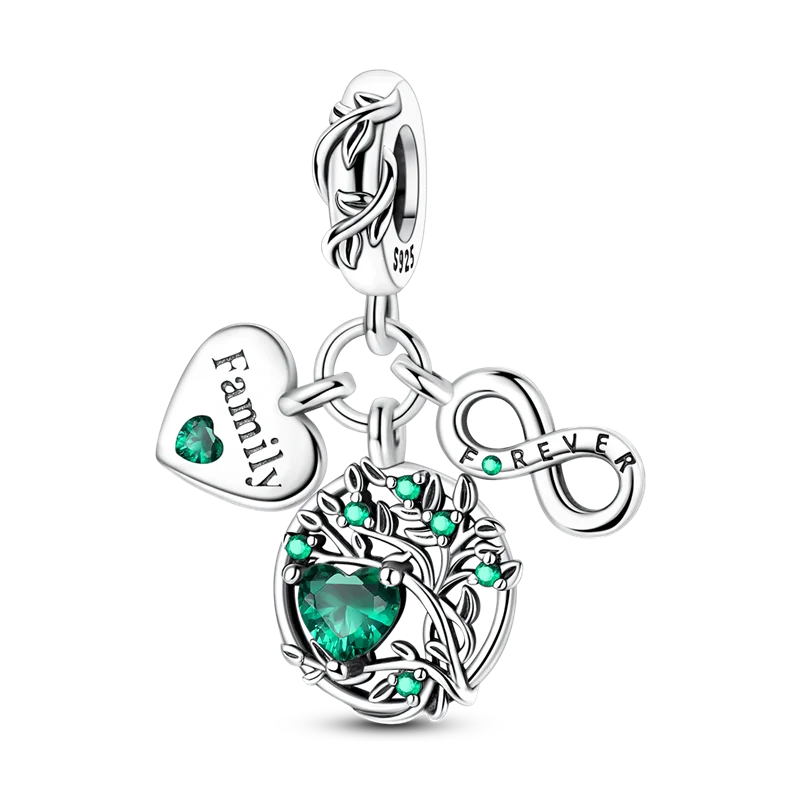 Colgante de plata de ley 925 con diseño de flor, árbol y manzana, cuentas finas DIY, compatible con pulseras de abalorios originales, joyería para mujer Diy - CR mark