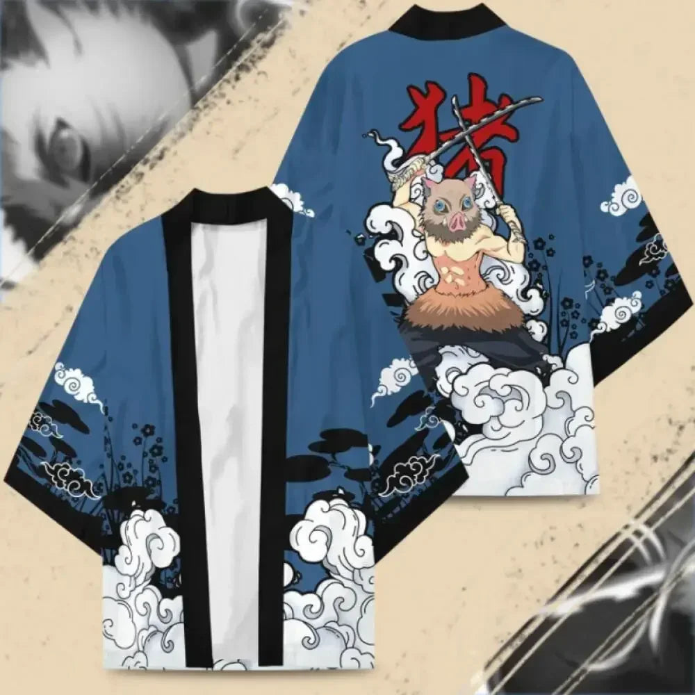Summer Devil Killer Cosplay Male Japanese Anime 3D Printed Casual Half Sleeve Top Cardigan