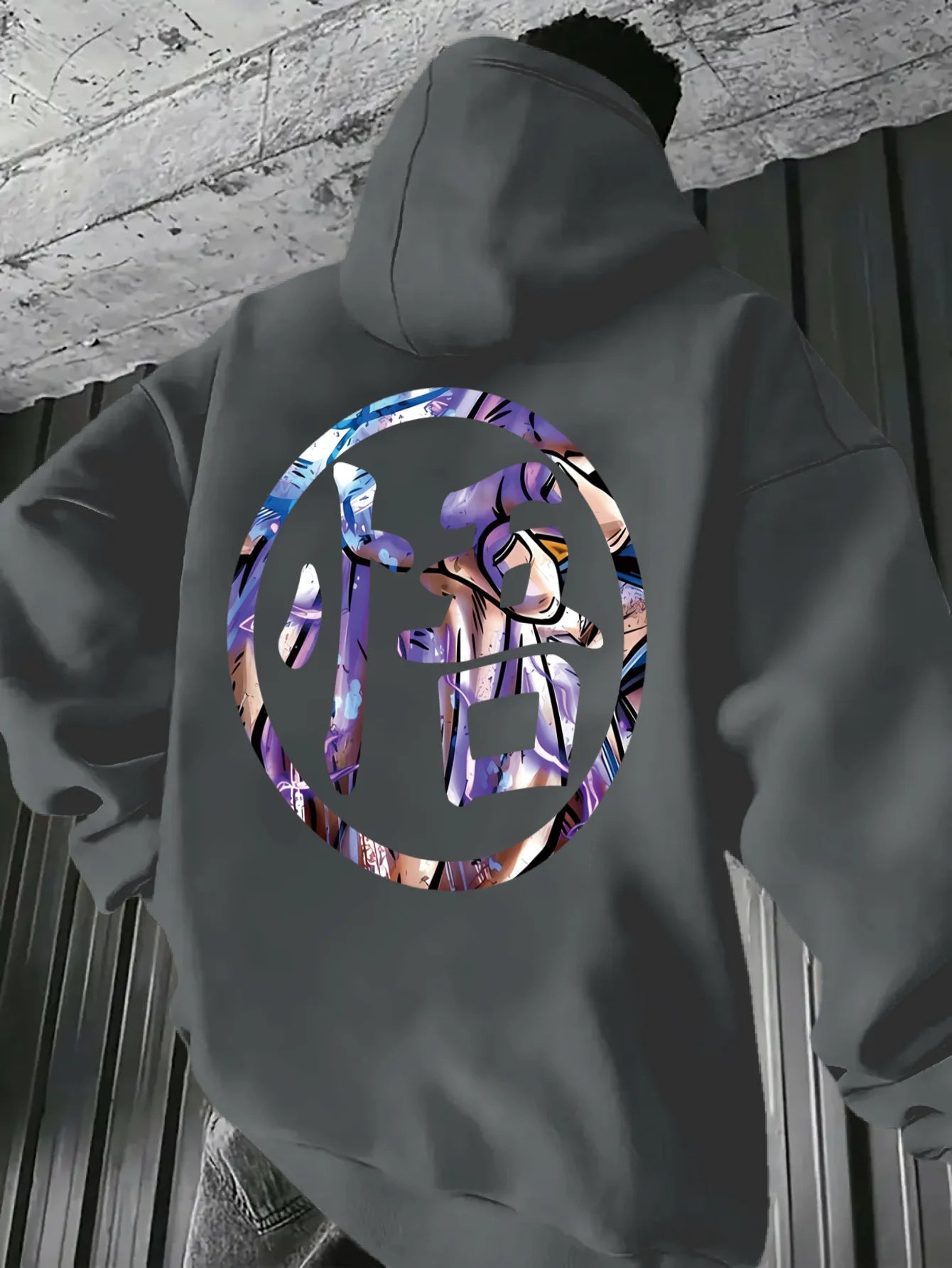 Men's Light Blue Japanese Anime Manga Graphic Hoodie - Casual Dragon and Ninja Print Pullover, All-Season Comfort